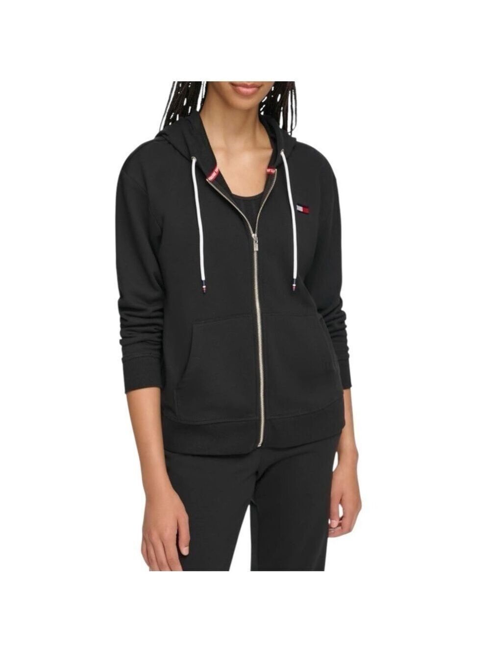 Tommy Hilfiger Women's French Terry Hoodie Full Zip Dark Blue Navy Sz L